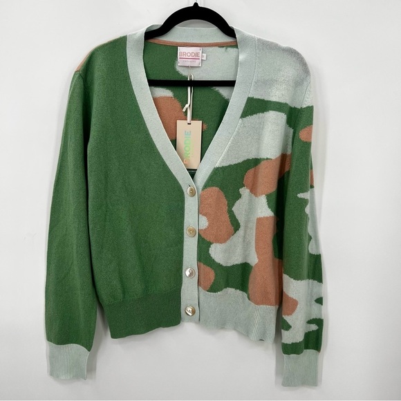 NWT Brodie Cashmere Wild Casi 2.0 Pastel Green Cardigan 100% Cashmere Animal M - Picture 9 of 11